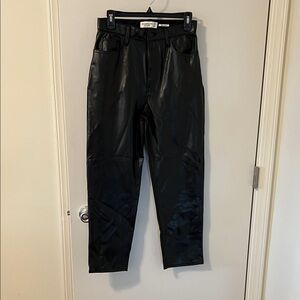 Abercrombie Ankle Straight Ultra High Rise Vegan Leather Pant